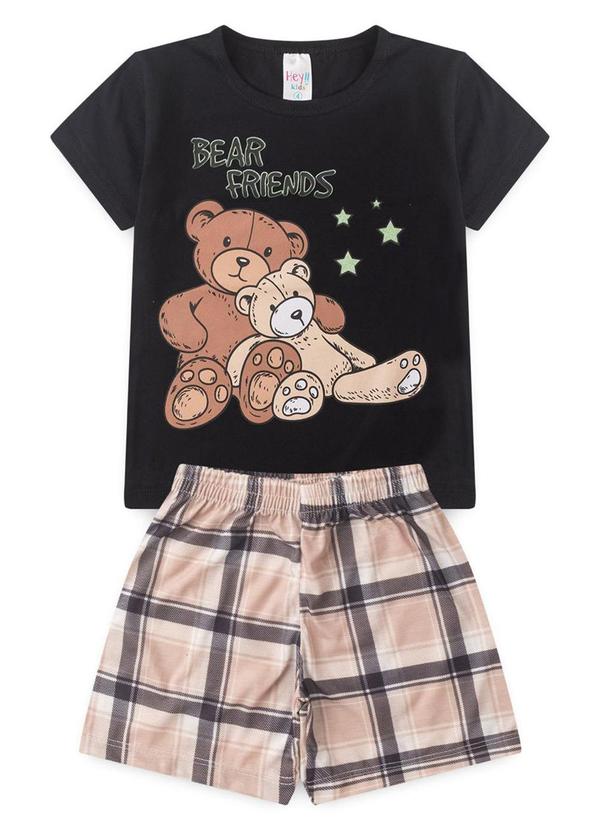 Vista 2 Pijama Masculino Verão Bear Friends Preto Atelie Da Crianca Atelie Da Crianca