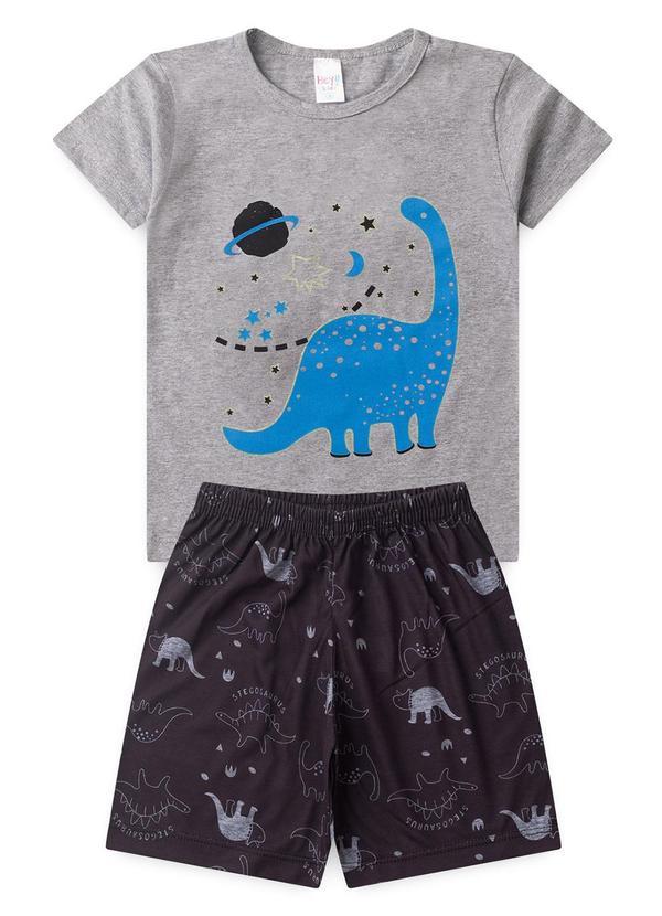 Vista 2 Pijama Masculino Verão Dino Cinza Atelie Da Crianca Atelie Da Crianca