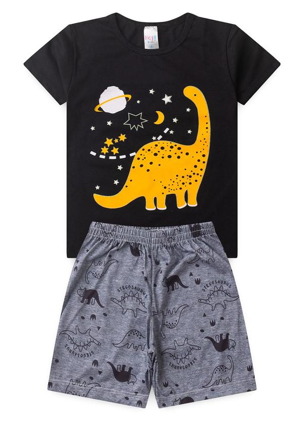 Vista 2 Pijama Masculino Verão Dino Preto Atelie Da Crianca Atelie Da Crianca