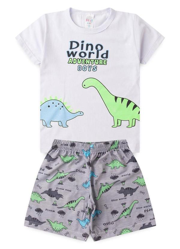 Vista 2 Pijama Masculino Verão Dino World Branco Atelie Da Crianca Atelie Da Crianca