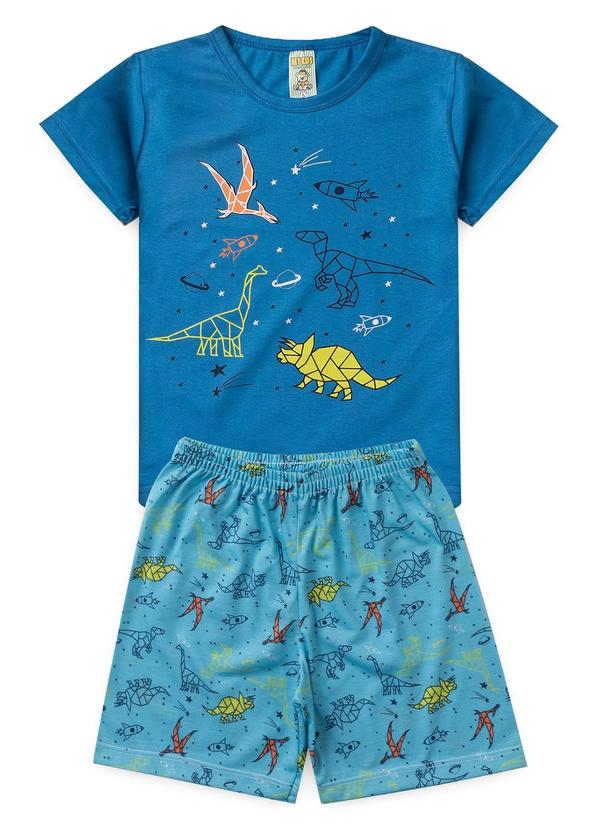 Vista 2 Pijama Masculino Verão Dinossauros Azul Atelie Da Crianca Atelie Da Crianca