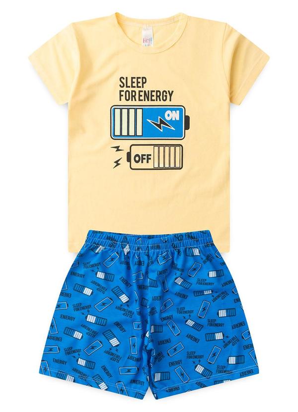 Vista 2 Pijama Masculino Verão Energy Amarelo Atelie Da Crianca Atelie Da Crianca