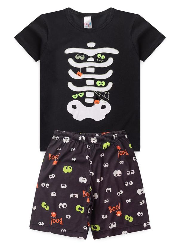 Vista 2 Pijama Masculino Verão Esqueleto Boo Preto Atelie Da Crianca Atelie Da Crianca