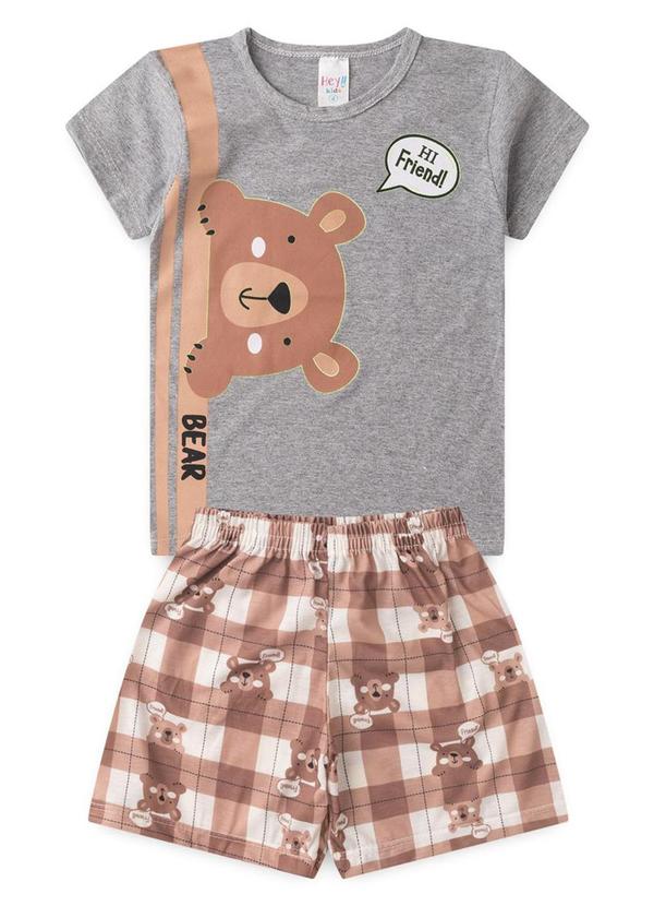 Vista 2 Pijama Masculino Verão Hi Friend Cinza Atelie Da Crianca Atelie Da Crianca