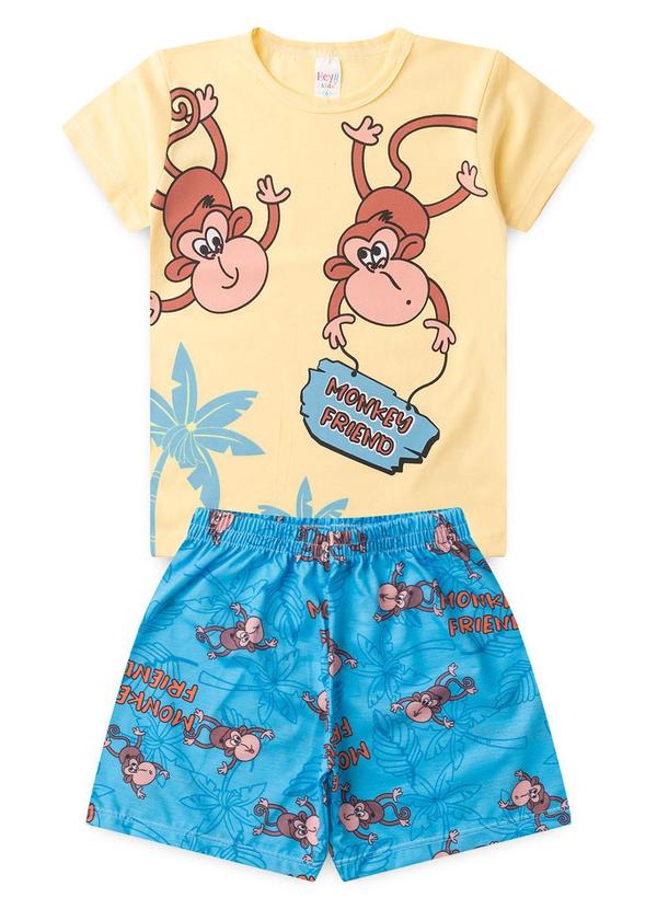 Vista 2 Pijama Masculino Verão Macaco Amarelo Atelie Da Crianca Atelie Da Crianca