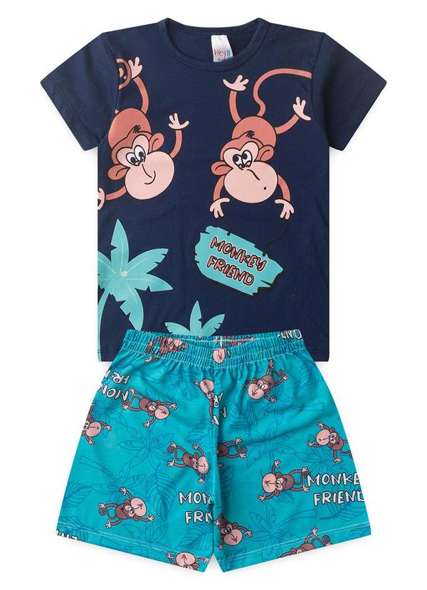 Vista 2 Pijama Masculino Verão Macaco Azul Atelie Da Crianca Atelie Da Crianca