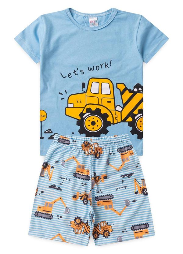 Pijama Masculino Verão Máquina Azul