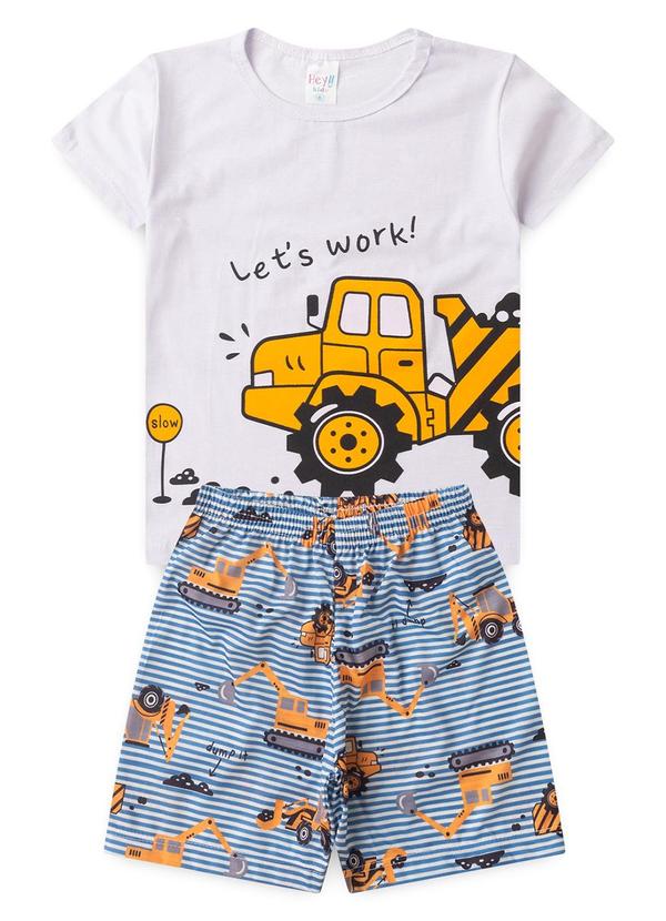 Vista 2 Pijama Masculino Verão Máquina Branco
