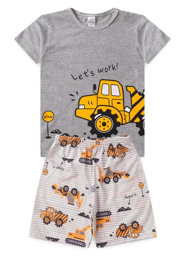 Vista 2 Pijama Masculino Verão Máquina Cinza