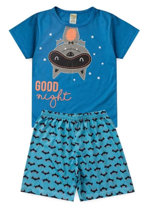 Vista 2 Pijama Masculino Verão Morcego Azul Atelie Da Crianca Atelie Da Crianca