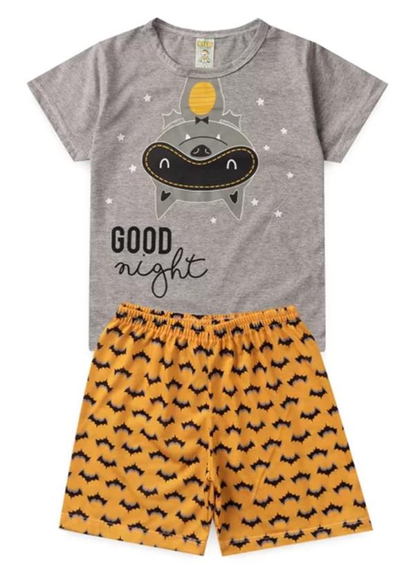 Vista 2 Pijama Masculino Verão Morcego Cinza Atelie Da Crianca Atelie Da Crianca
