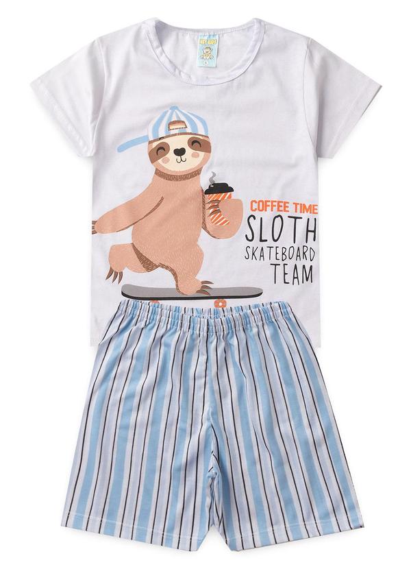 Vista 2 Pijama Masculino Verão Preguiça Skate Branco Atelie Da Crianca Atelie Da Crianca