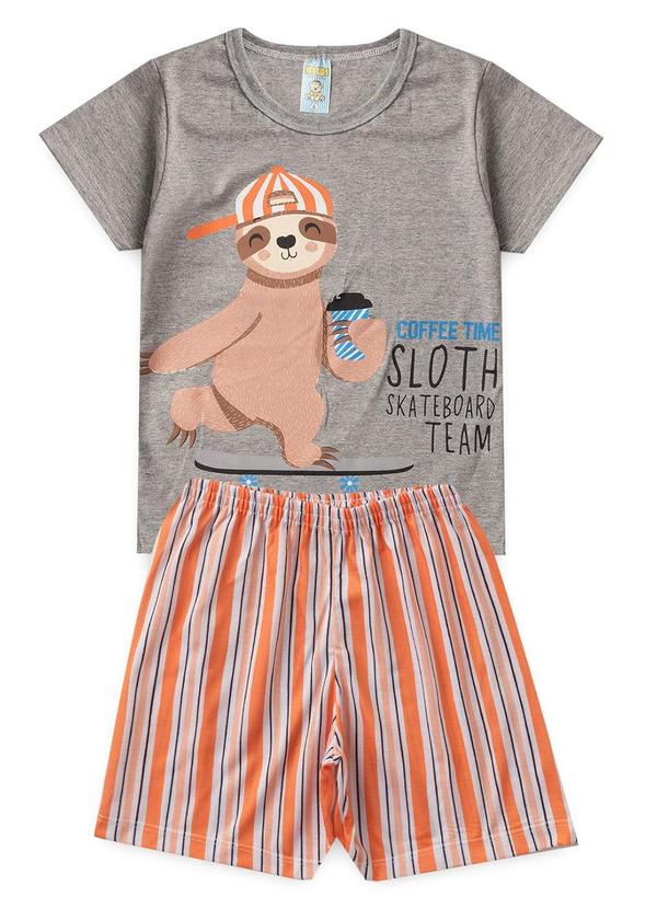 Vista 2 Pijama Masculino Verão Preguiça Skate Cinza Atelie Da Crianca Atelie Da Crianca