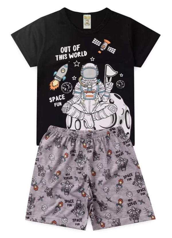 Vista 2 Pijama Masculino Verão Space Fun Preto Atelie Da Crianca Atelie Da Crianca
