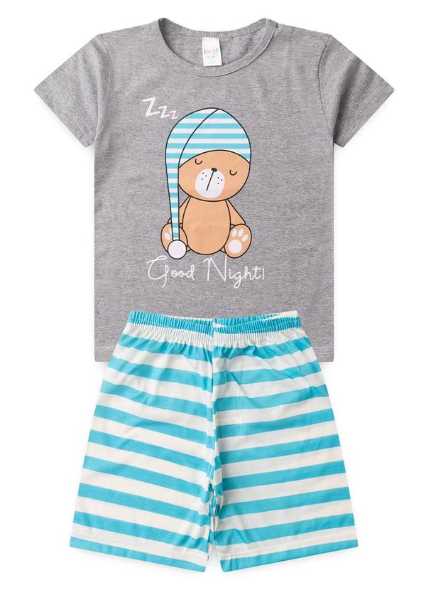 Vista 2 Pijama Masculino Verão Urso Touca Cinza Atelie Da Crianca Atelie Da Crianca