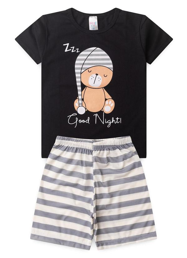 Vista 2 Pijama Masculino Verão Urso Touca Preto Atelie Da Crianca Atelie Da Crianca