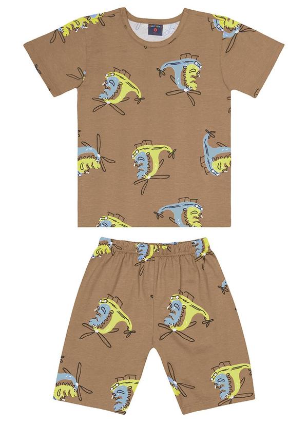 Vista 2 Pijama Menino em Meia Malha Marrom GULOSEIMA GULOSEIMA