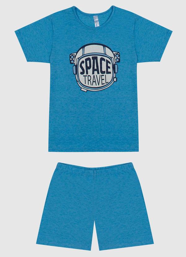 Vista 2 Pijama Space Travel Brilha no Escuro Menino Azul Malwee Kids Malwee Kids