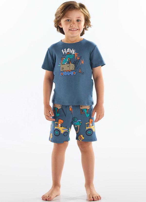 Vista 2 Pijama Suedine Infantil Masculino Azul Up Baby Up Baby