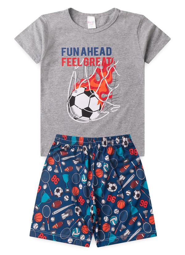 Vista 2 Pijama Verão Futebol Cinza Atelie Da Crianca Atelie Da Crianca