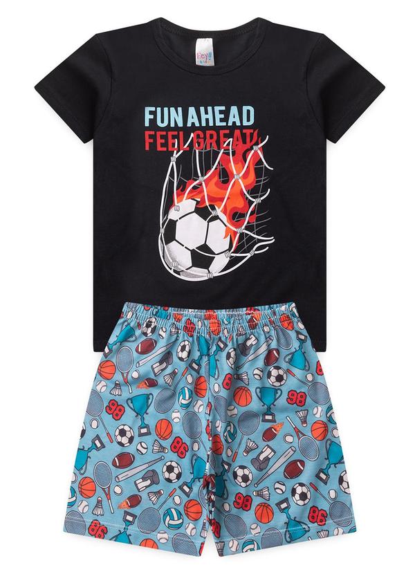 Vista 2 Pijama Verão Futebol Preto Atelie Da Crianca Atelie Da Crianca