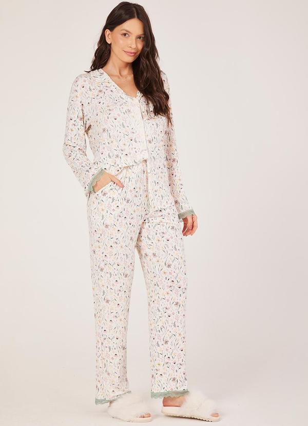 Vista 2 Camisaria Longo Detalhes em Renda Estampado Anna Kock Anna Kock