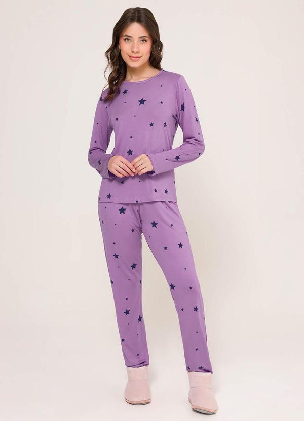 Pijama Feminino Manga Longa com Calça Rosa