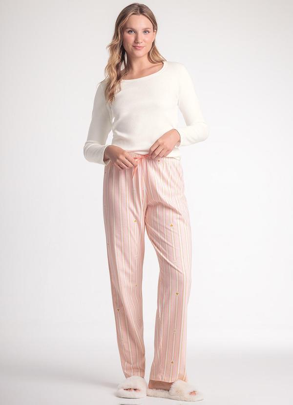 Pijama Feminino Manga Longa com Calça Rosa