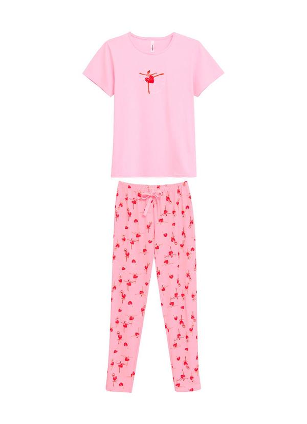 Pijama Longo Bailarina Rosa Claro