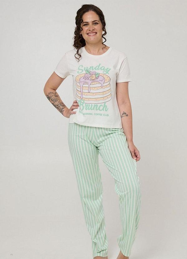 Pijama Longo Feminino Meia Malha Verde