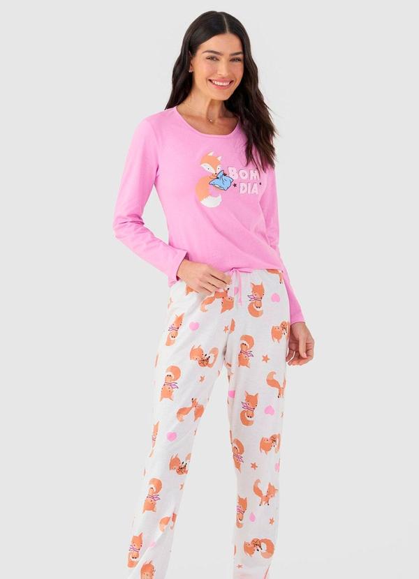 Pijama Longo Feminino Mensageira da Paz Rosa