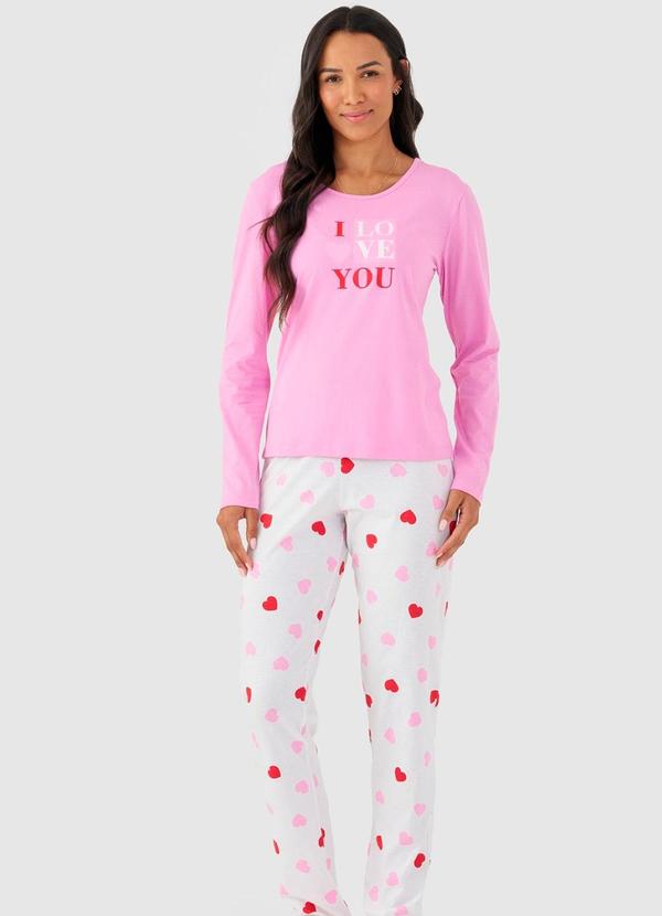 Pijama Longo Feminino Mensageira da Paz Rosa