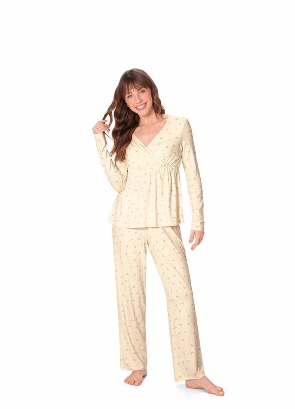 Pijama Longo Maternidade Off White