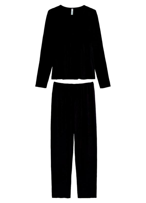 Pijama Longo Maternidade Preto