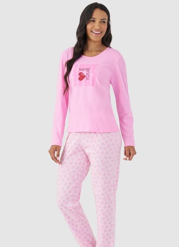 Pijama Longo Meia Malha Mensageira da Paz Rosa