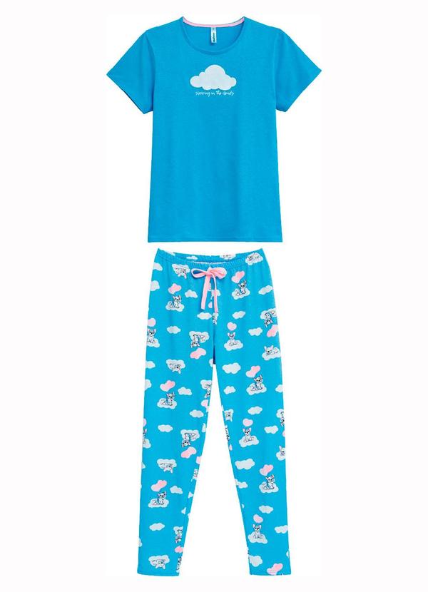 Pijama Longo Nuvens Azul
