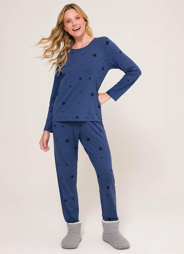 Pijama Manga Longa Azul