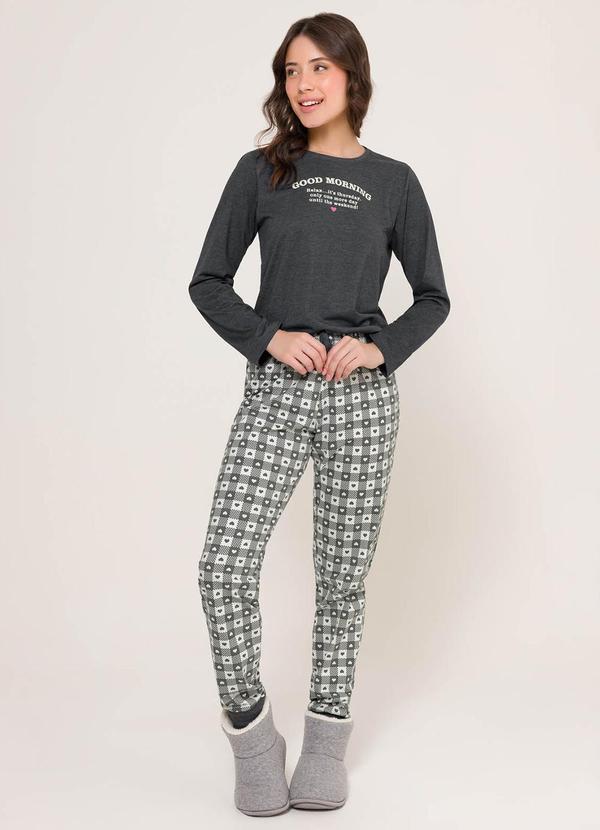 Pijama Manga Longa Cinza