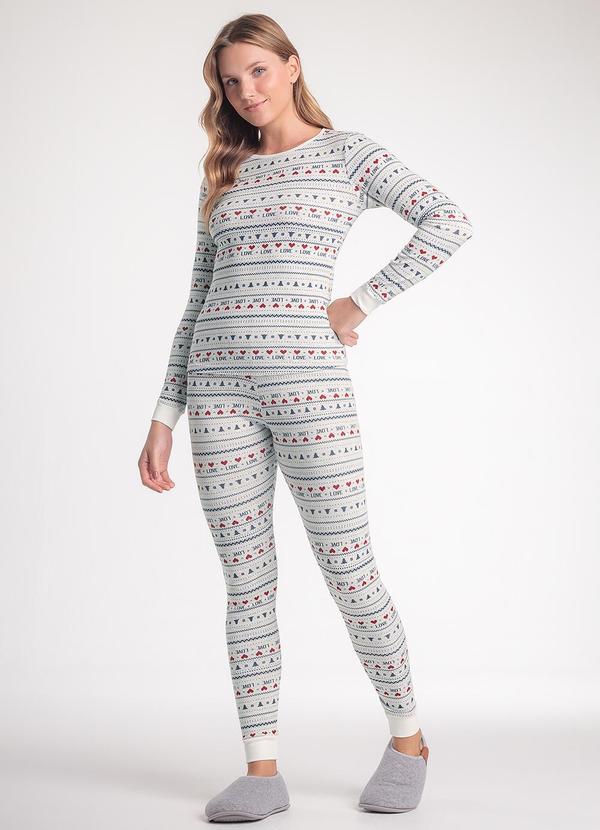 Pijama Manga Longa com Calça Cinza