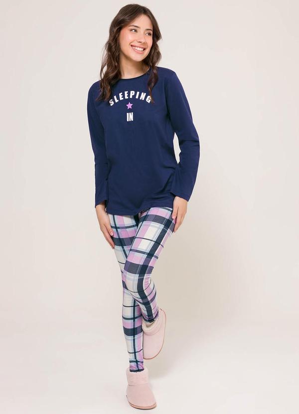 Pijama Manga Longa com Legging Azul