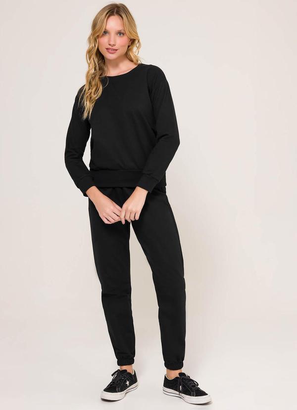 Pijama Manga Longa Moletinho Preto