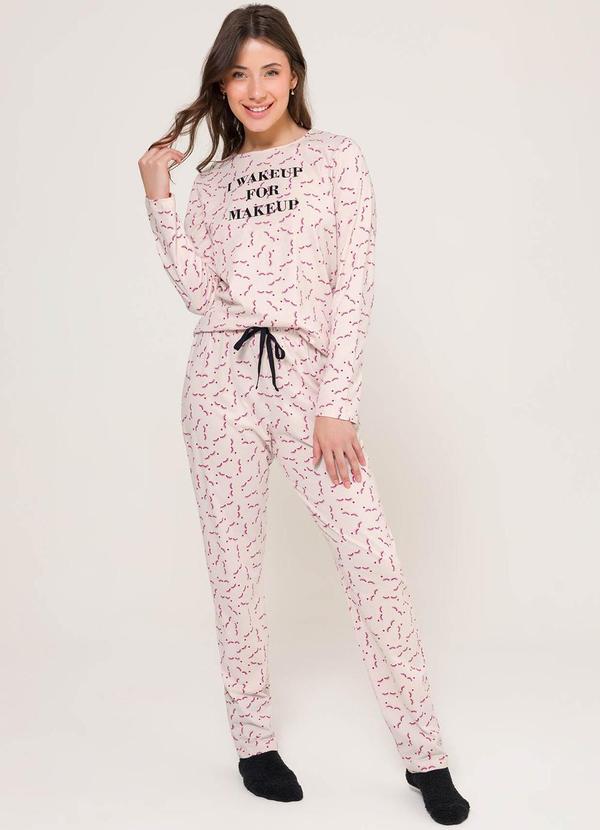 Pijama Manga Longa Rosa