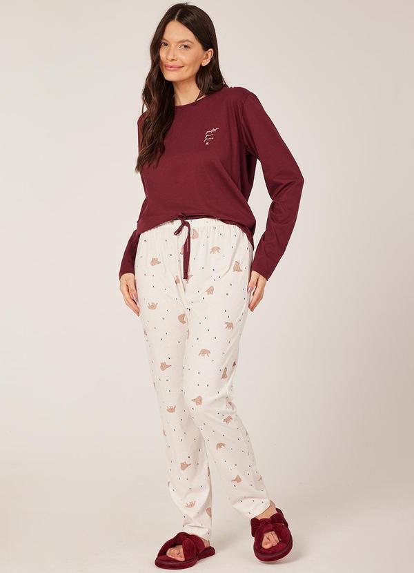 Pijama Manga Longa Vinho