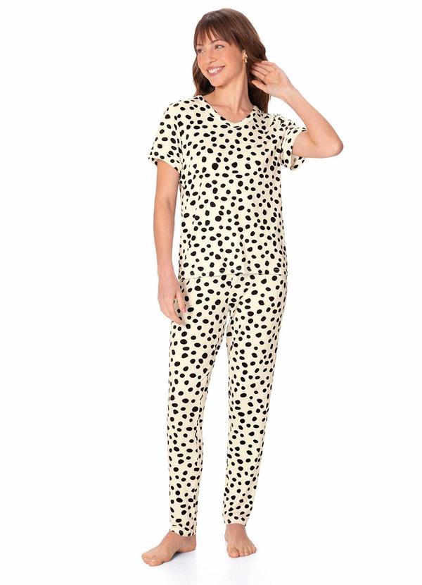 Pijama Poá Carrot em Malha Essence Off White