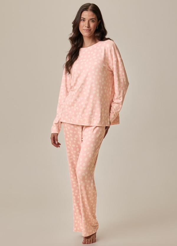 Pijama Poá em Tricot Rosê