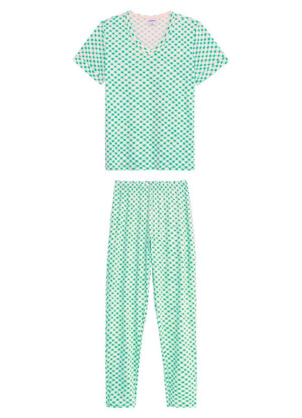 Pijama Xadrez Carrot em Malha Essence Verde