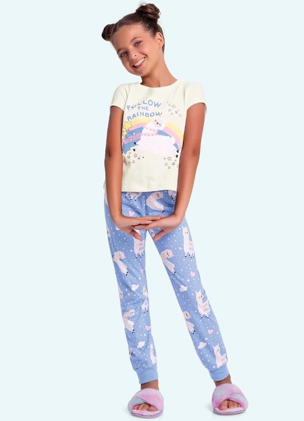 Vista 2 Conjunto Pijama Blusa e Calca Bege Fakini Kids Fakini Kids