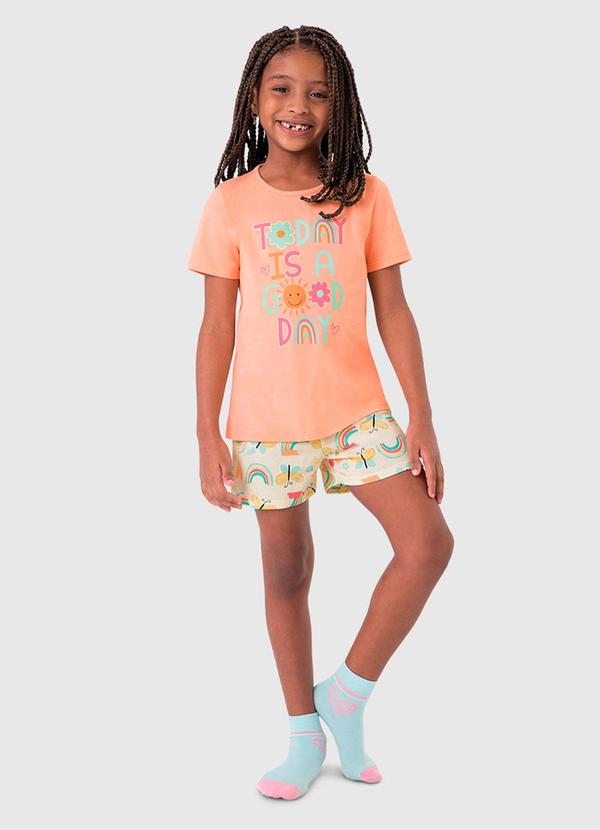 Pijama 3 Peças Brilha no Escuro Coral