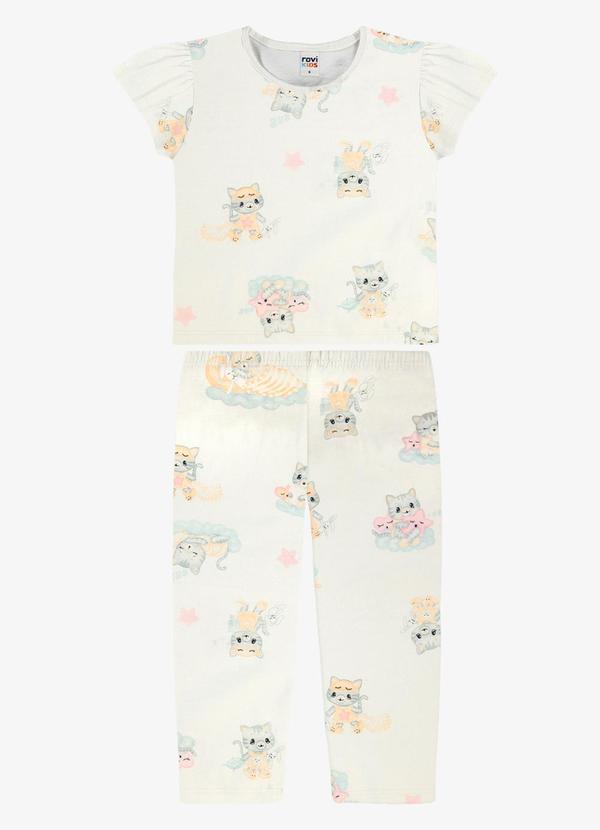 Pijama Blusa com Calça Infantil Bege