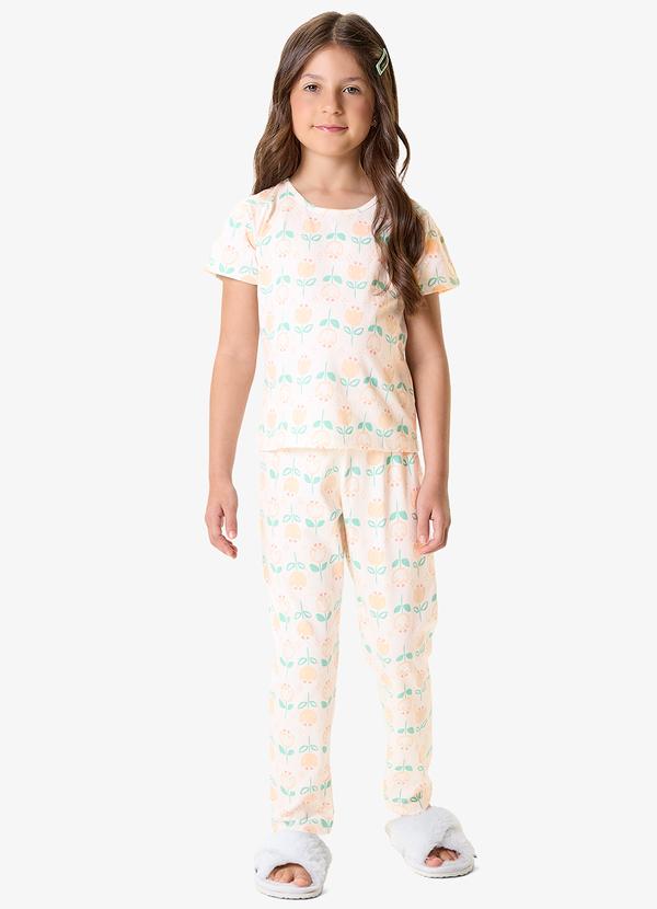 Pijama Blusa com Calça Infantil Bege